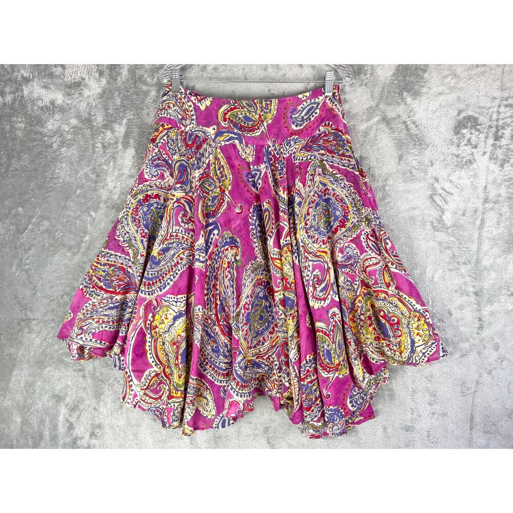 Lauren Ralph Lauren Pink Paisley Skirt Small Asymmetric‎ Flowy Fairy India